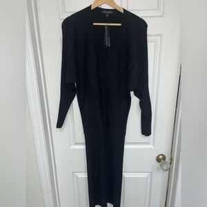 NWT retail $140 size S Banana Republic. V neck black sweater midi dress